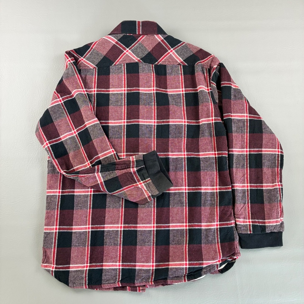 Rocawear Grit Iron Work Wear Mens Large Red Black Plaid Lined Flannel Shirt Read - Picture 3 of 14